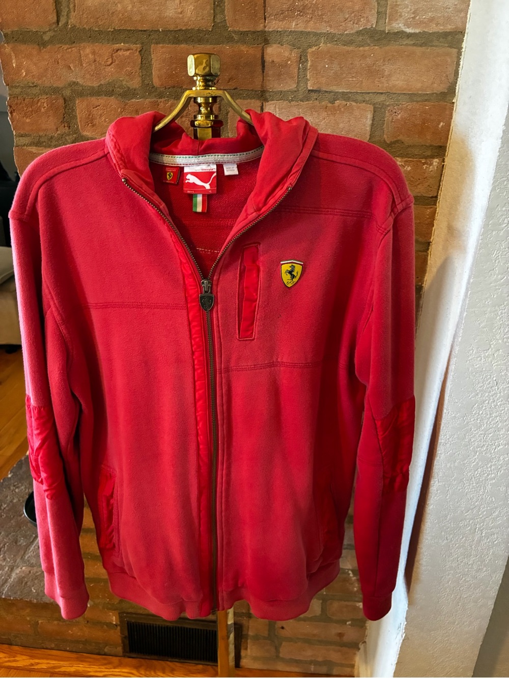 Puma Ferrari Red Hoodie with White Puma Tag